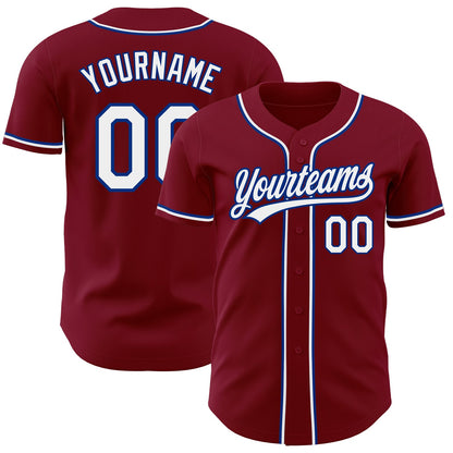 Custom Crimson White-Royal Authentic Baseball Jersey - Sky-Custom