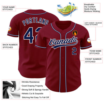 Custom Crimson Navy-White Authentic Baseball Jersey - Sky-Custom