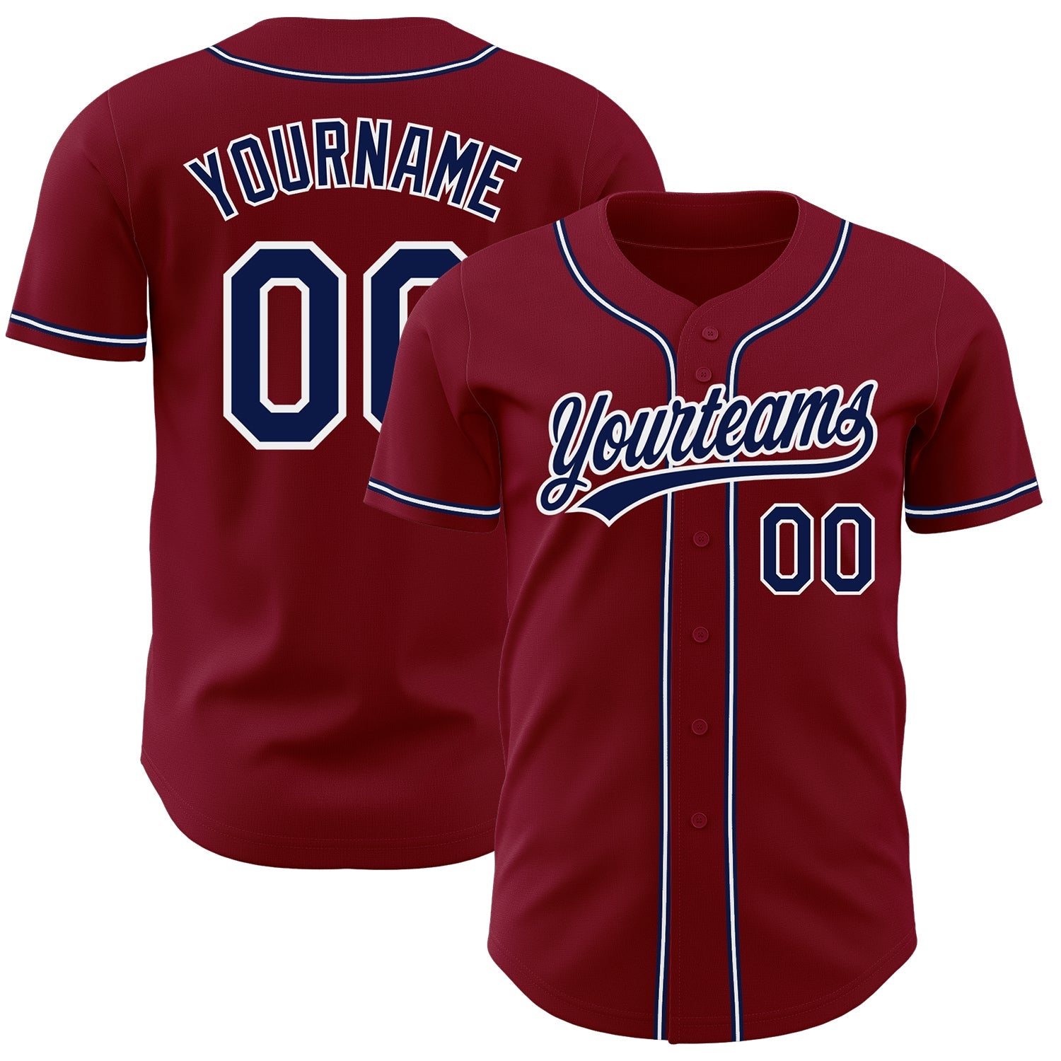 Custom Crimson Navy-White Authentic Baseball Jersey - Sky-Custom