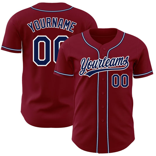 Custom Crimson Navy-White Authentic Baseball Jersey - Sky-Custom
