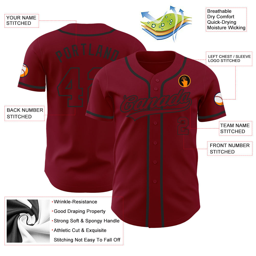Custom Crimson Crimson-Black Authentic Baseball Jersey - Sky-Custom
