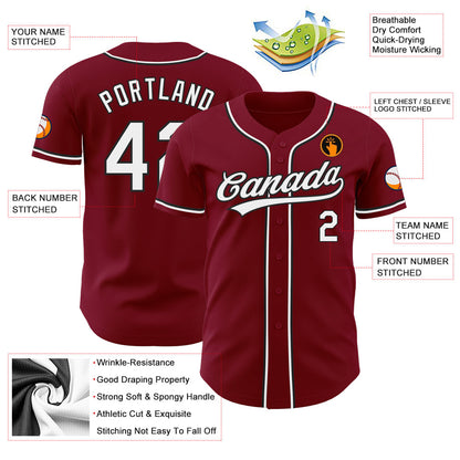 Custom Crimson White-Black Authentic Baseball Jersey - Sky-Custom