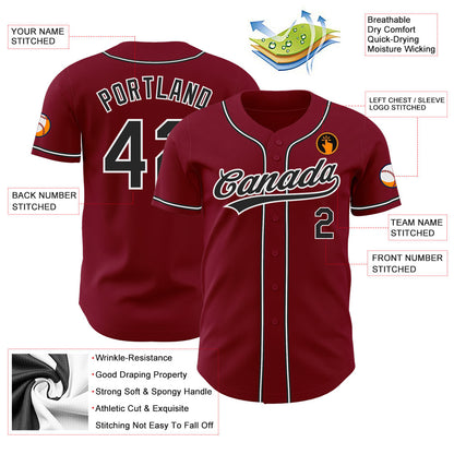 Custom Crimson Black-White Authentic Baseball Jersey - Sky-Custom