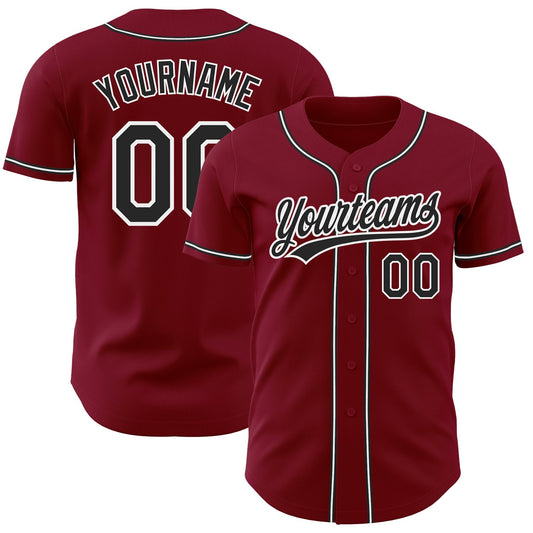 Custom Crimson Black-White Authentic Baseball Jersey - Sky-Custom