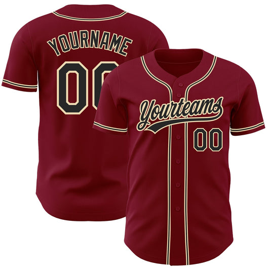 Custom Crimson Black-City Cream Authentic Baseball Jersey - Sky-Custom