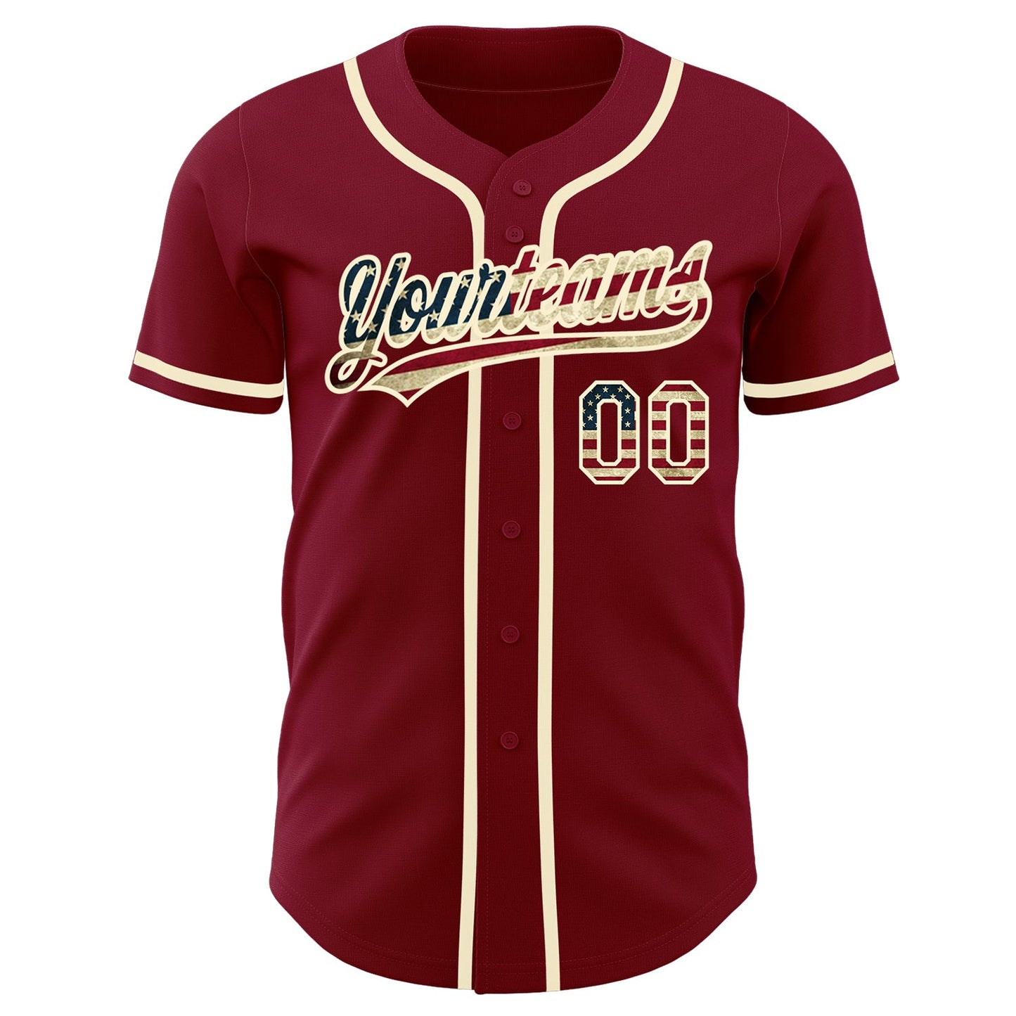 Custom Crimson Vintage USA Flag-Cream Authentic Baseball Jersey - Sky-Custom