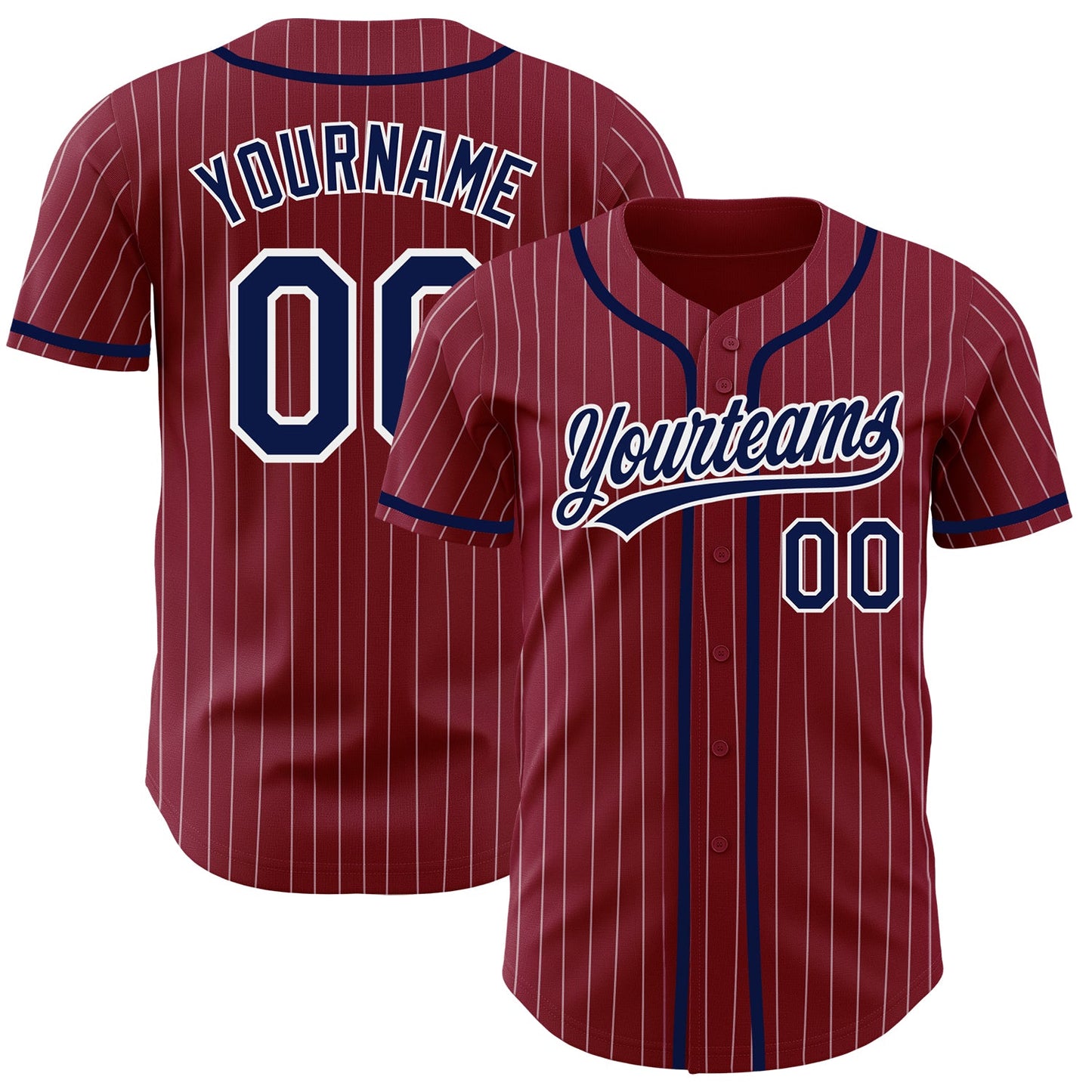 Custom Crimson White Pinstripe Navy Authentic Baseball Jersey - Sky-Custom