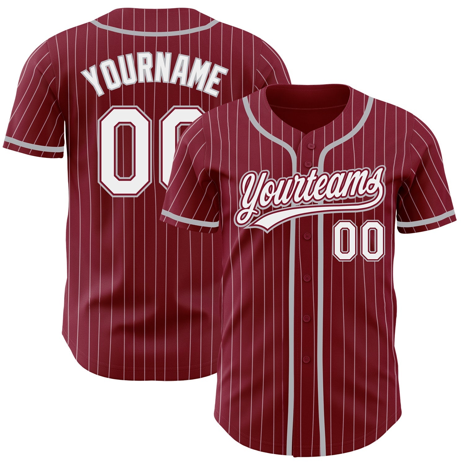 Custom Crimson White Pinstripe Gray Authentic Baseball Jersey - Sky-Custom