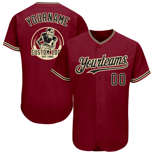 Custom Crimson Black-City Cream Authentic Baseball Jersey - Sky-Custom