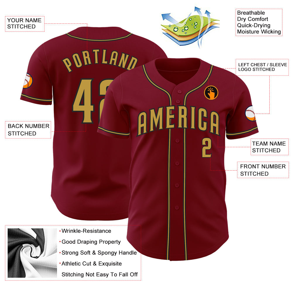 Custom Crimson Old Gold-Black Authentic Baseball Jersey - Sky-Custom