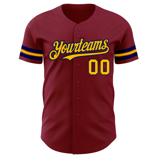 Custom Crimson Gold-Navy Authentic Baseball Jersey - Sky-Custom
