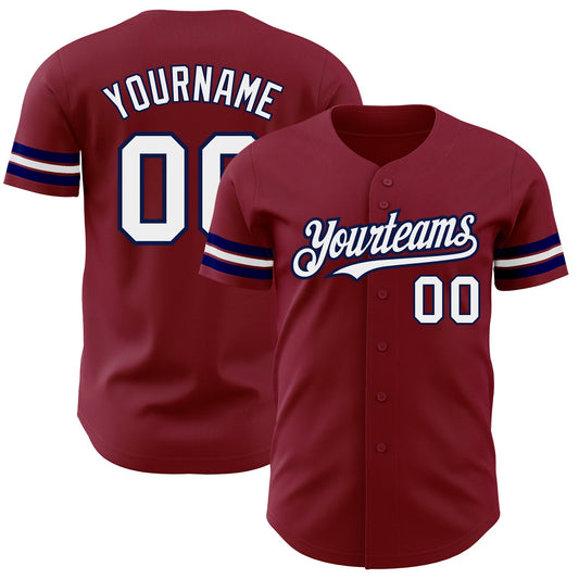 Custom Crimson White-Navy Authentic Baseball Jersey - Sky-Custom