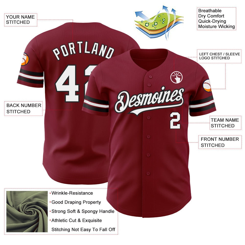 Custom Crimson White-Black Authentic Baseball Jersey - Sky-Custom