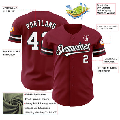 Custom Crimson White-Black Authentic Baseball Jersey - Sky-Custom