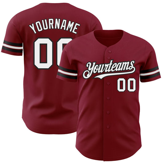 Custom Crimson White-Black Authentic Baseball Jersey - Sky-Custom