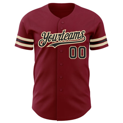 Custom Crimson Black-City Cream Authentic Baseball Jersey - Sky-Custom