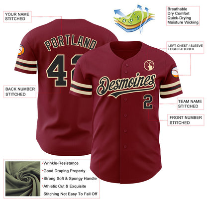 Custom Crimson Black-City Cream Authentic Baseball Jersey - Sky-Custom