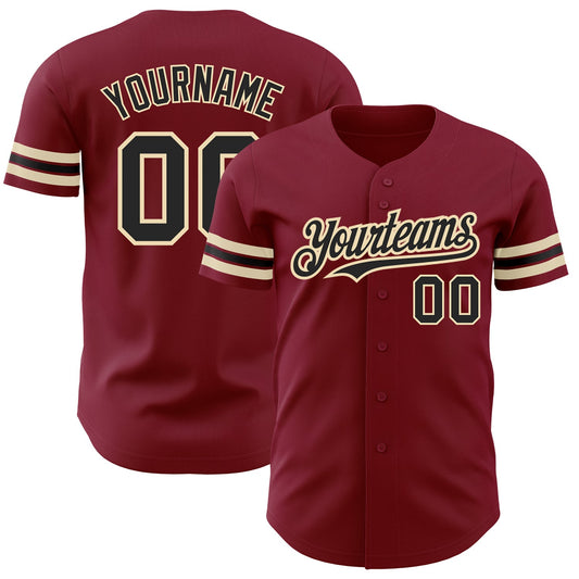 Custom Crimson Black-City Cream Authentic Baseball Jersey - Sky-Custom