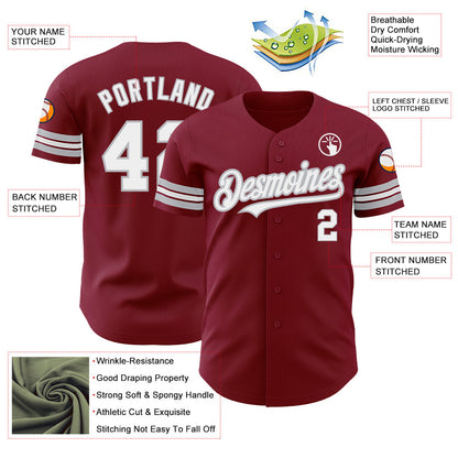 Custom Crimson White-Gray Authentic Baseball Jersey - Sky-Custom