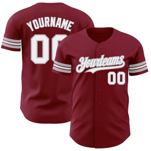 Custom Crimson White-Gray Authentic Baseball Jersey - Sky-Custom