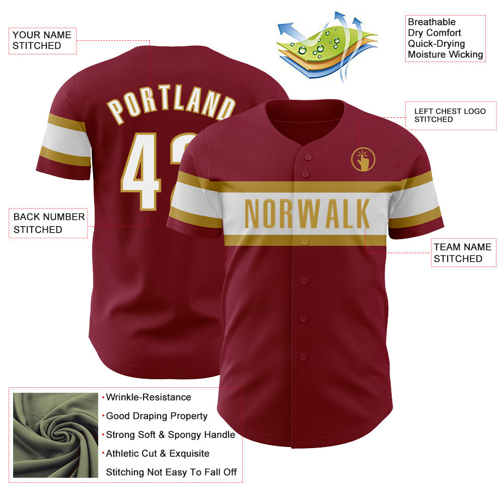 Custom Crimson White-Old Gold Authentic Baseball Jersey - Sky-Custom