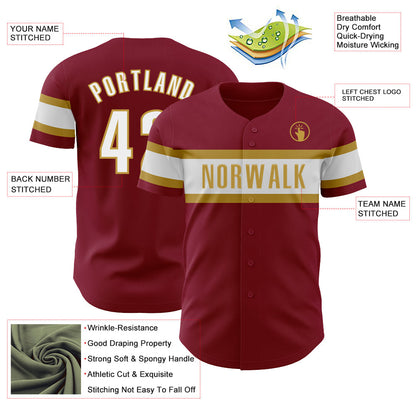 Custom Crimson White-Old Gold Authentic Baseball Jersey - Sky-Custom