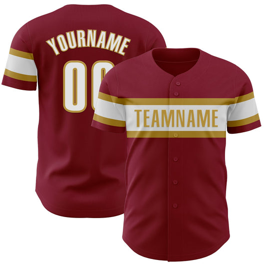 Custom Crimson White-Old Gold Authentic Baseball Jersey - Sky-Custom