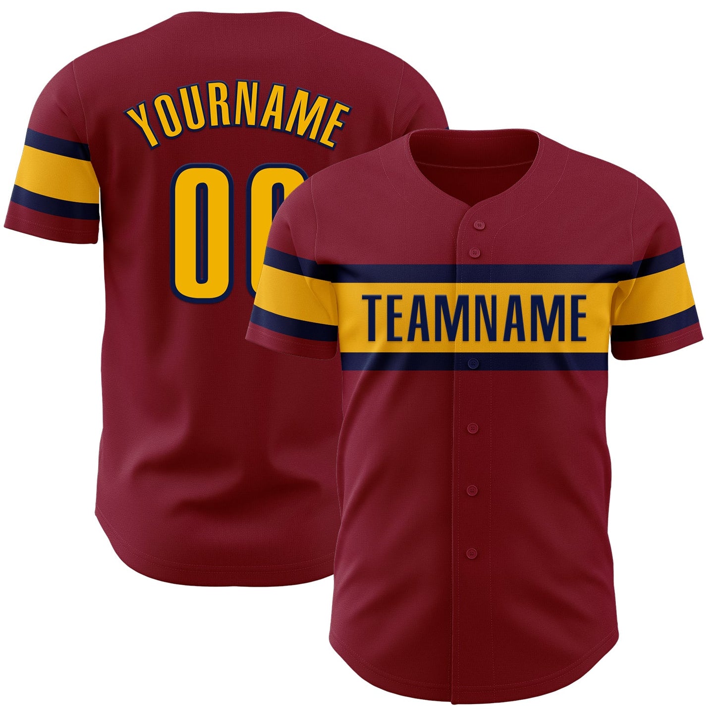 Custom Crimson Gold-Navy Authentic Baseball Jersey - Sky-Custom