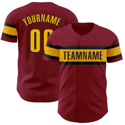 Custom Crimson Gold-Black Authentic Baseball Jersey - Sky-Custom