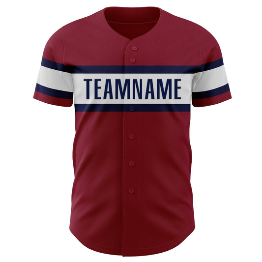 Custom Crimson White-Navy Authentic Baseball Jersey - Sky-Custom