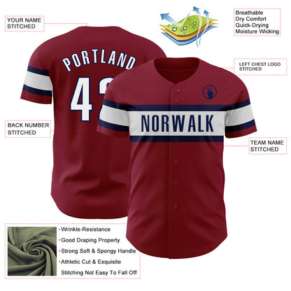 Custom Crimson White-Navy Authentic Baseball Jersey - Sky-Custom