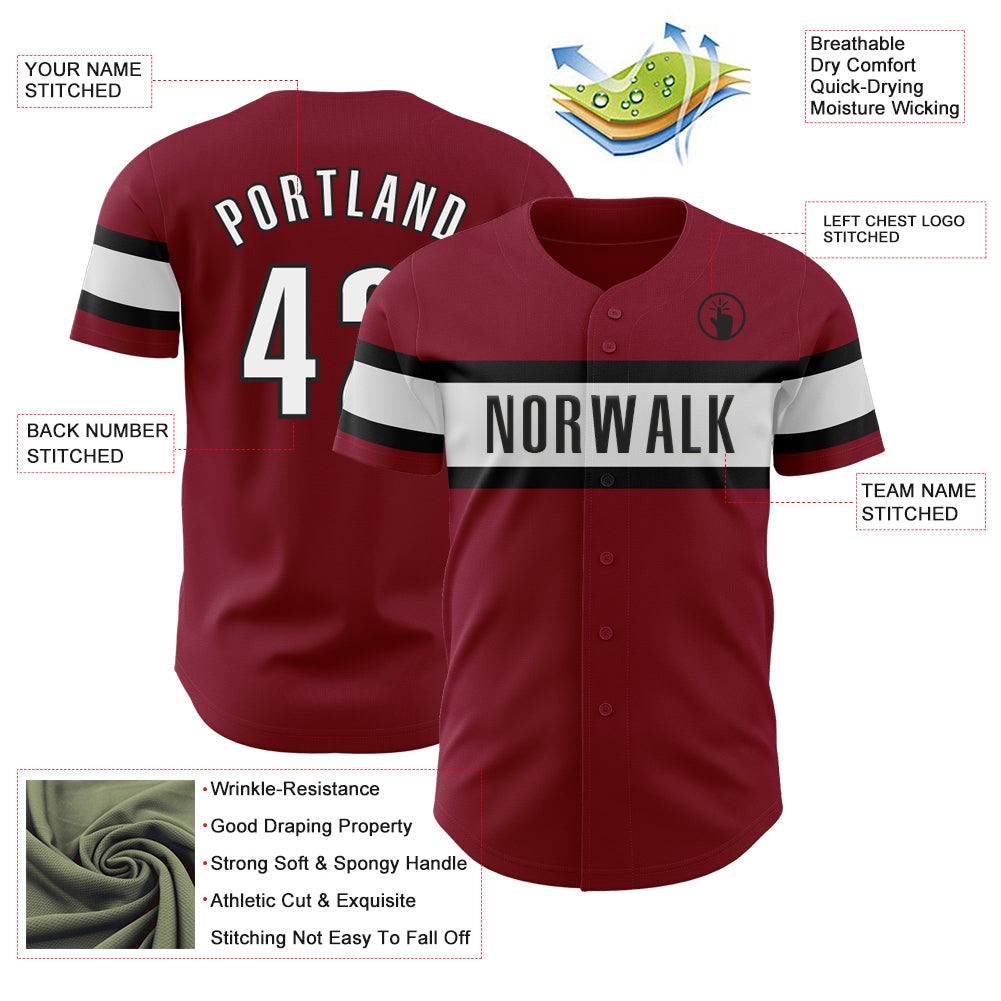 Custom Crimson White-Black Authentic Baseball Jersey - Sky-Custom