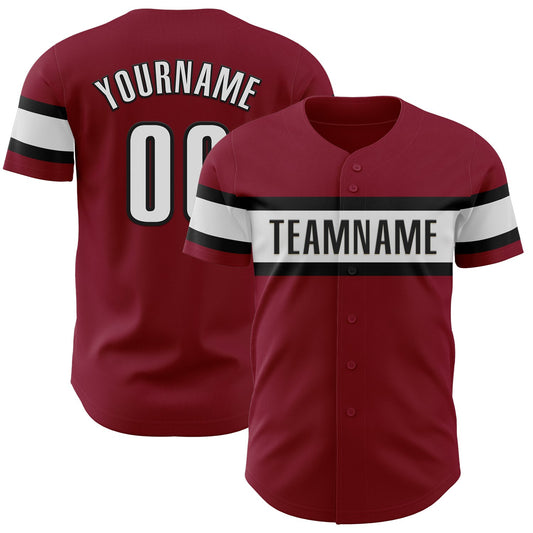 Custom Crimson White-Black Authentic Baseball Jersey - Sky-Custom
