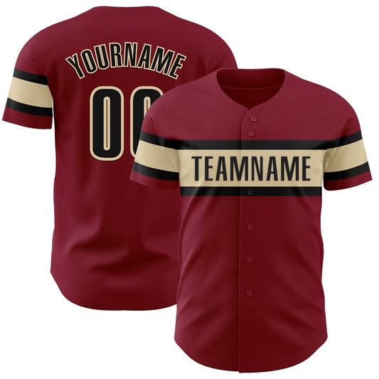 Custom Crimson Black-Cream Authentic Baseball Jersey - Sky-Custom