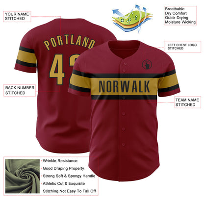Custom Crimson Old Gold-Black Authentic Baseball Jersey - Sky-Custom