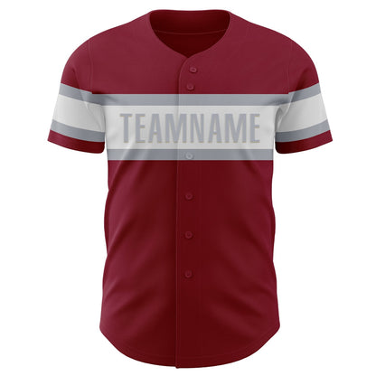 Custom Crimson White-Gray Authentic Baseball Jersey - Sky-Custom