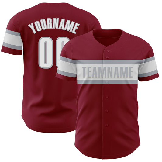 Custom Crimson White-Gray Authentic Baseball Jersey - Sky-Custom