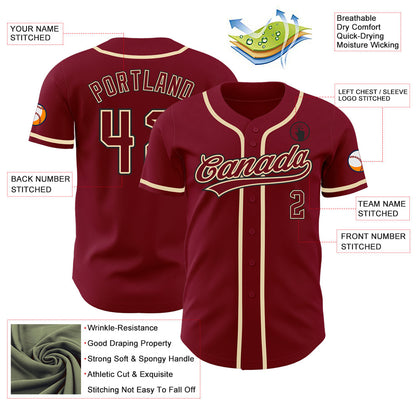 Custom Crimson Cream-Black Authentic Baseball Jersey - Sky-Custom