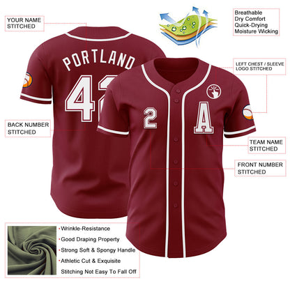Custom Crimson White Authentic Baseball Jersey - Sky-Custom