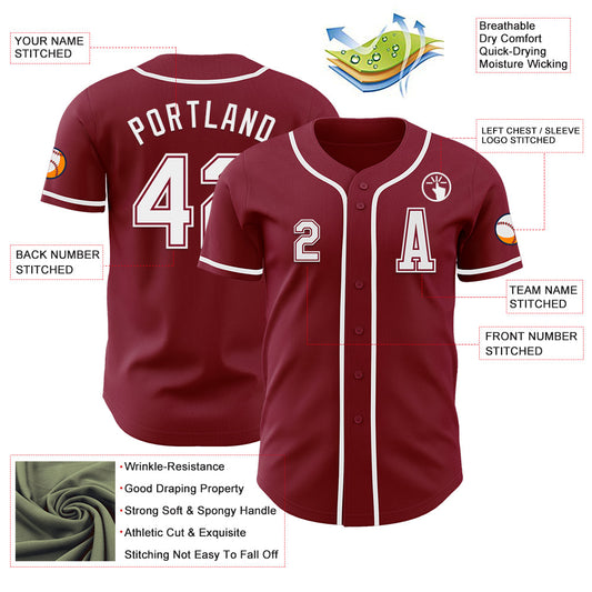 Custom Crimson White Authentic Baseball Jersey - Sky-Custom