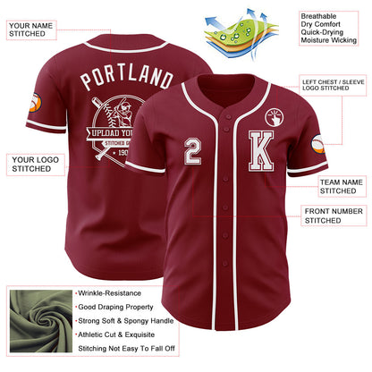 Custom Crimson White Authentic Baseball Jersey - Sky-Custom
