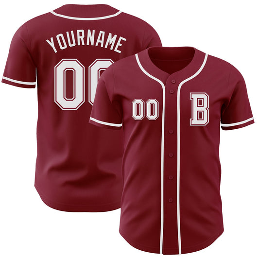 Custom Crimson White Authentic Baseball Jersey - Sky-Custom