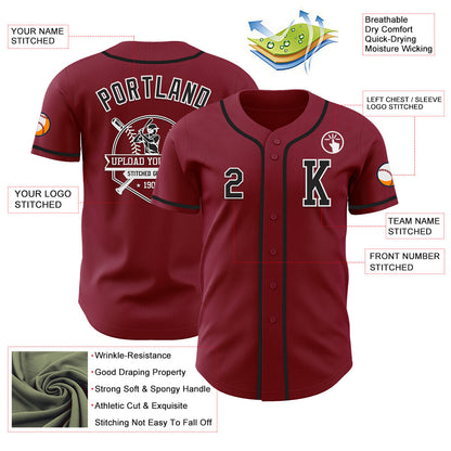 Custom Crimson Black-White Authentic Baseball Jersey - Sky-Custom