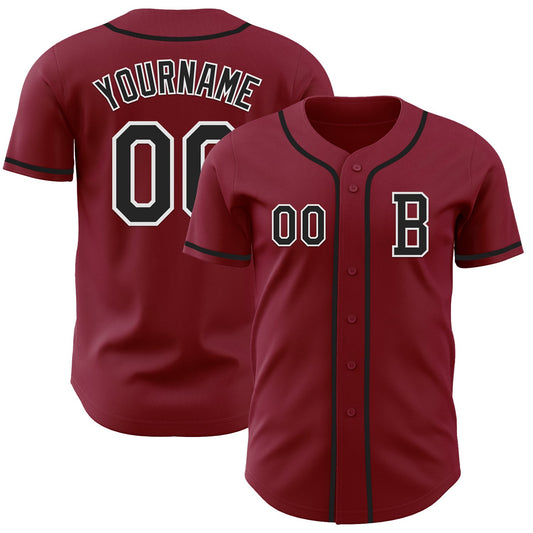 Custom Crimson Black-White Authentic Baseball Jersey - Sky-Custom