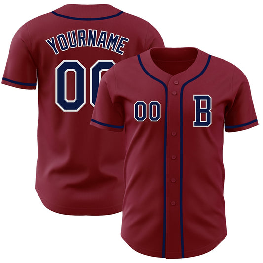 Custom Crimson Navy-White Authentic Baseball Jersey - Sky-Custom