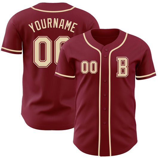 Custom Crimson Cream Authentic Baseball Jersey - Sky-Custom