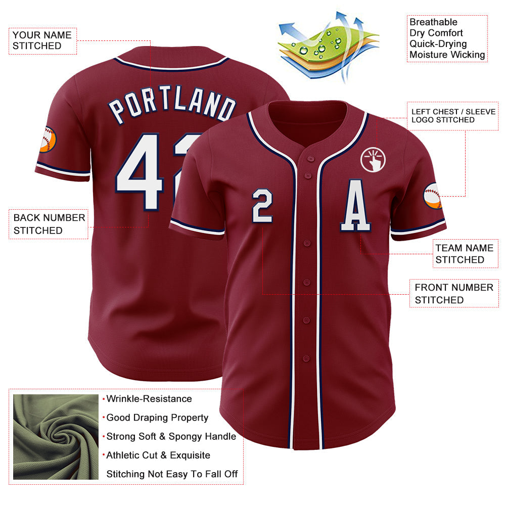 Custom Crimson White-Navy Authentic Baseball Jersey - Sky-Custom