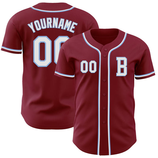 Custom Crimson White-Light Blue Authentic Baseball Jersey - Sky-Custom
