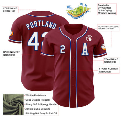 Custom Crimson White-Royal Authentic Baseball Jersey - Sky-Custom
