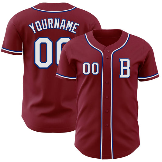 Custom Crimson White-Royal Authentic Baseball Jersey - Sky-Custom